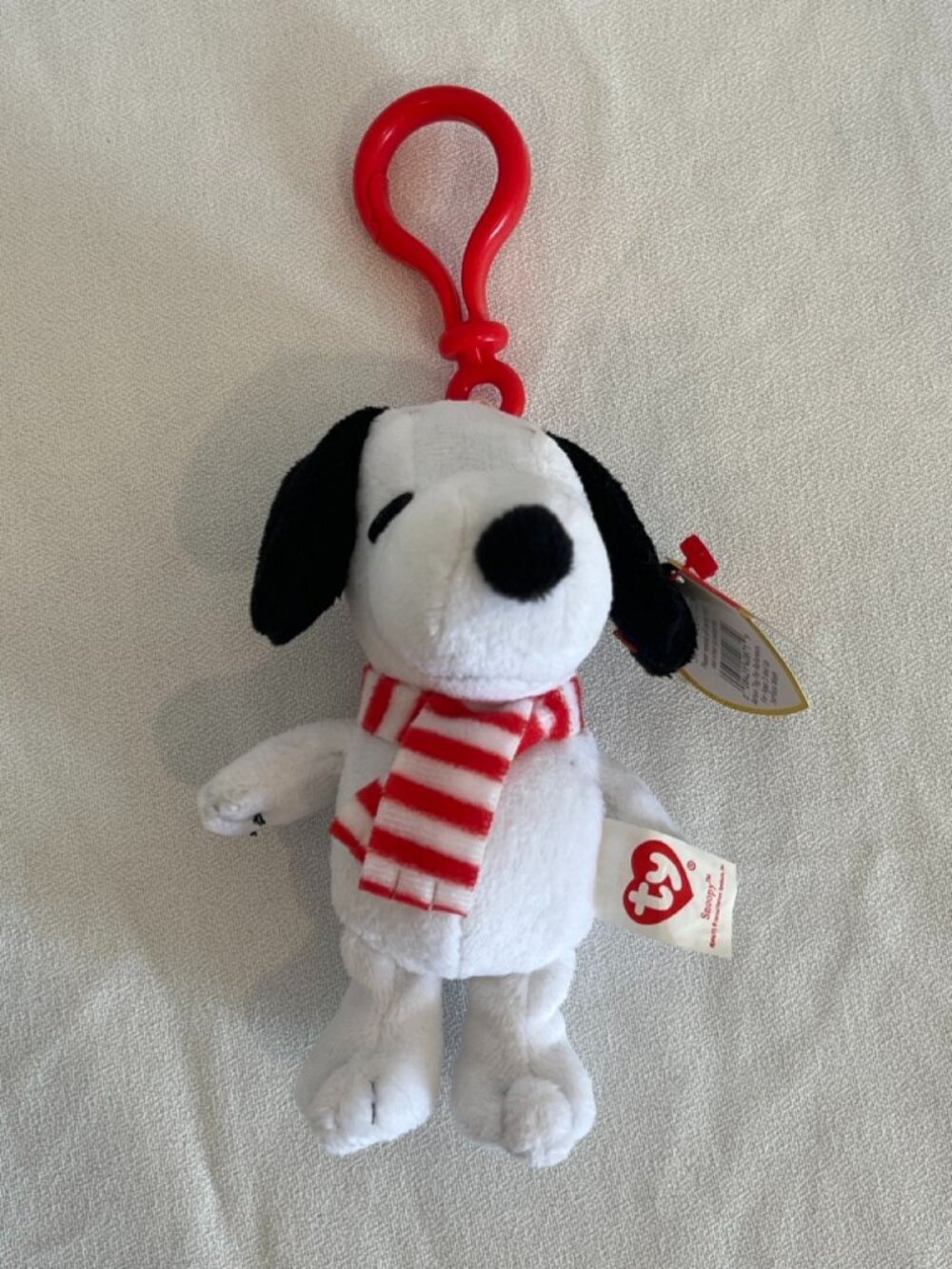 Ty Beanie Babies Winter Snoopy Plush Key Clip Peanuts NWT